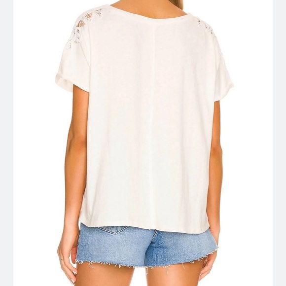 FREE PEOPLE Lyla Cutout Cotton Tee in White NWT - Picture 4 of 7